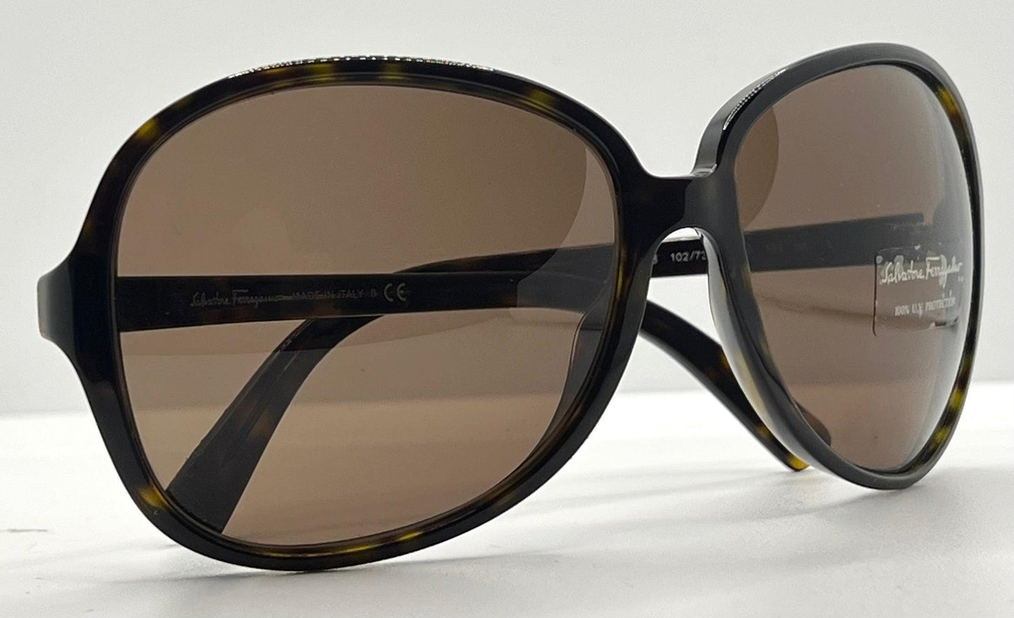 Salvatore Ferragamo 2178 102|73 Tortoise Brown 63Mm Sunglasses Italy Nos