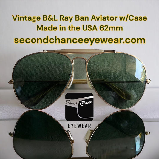 Vintage B&L Rayban Aviator Sunglasses W|Case-BL Green Tempered Glass Lenses-Usa