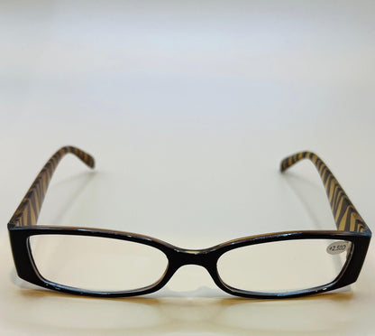 Caramel Half Frame Women’s Rectangular Lightweight Reading Glasses.  Mag +1.75 & 2.75
