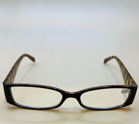Caramel Half Frame Women’s Rectangular Lightweight Reading Glasses.  Mag +1.75 & 2.75
