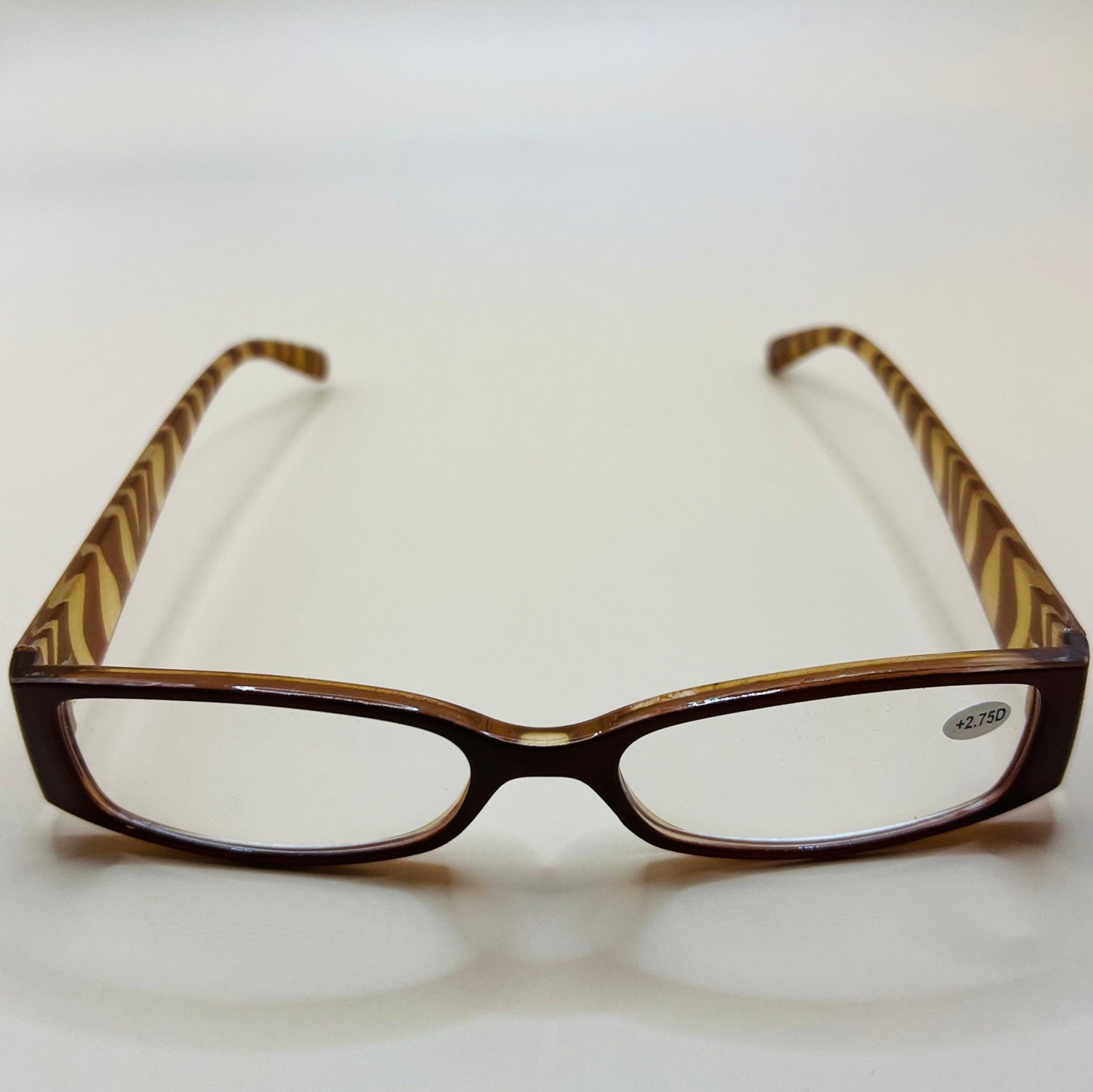 Caramel Half Frame Women’s Rectangular Lightweight Reading Glasses.  Mag +1.75 & 2.75