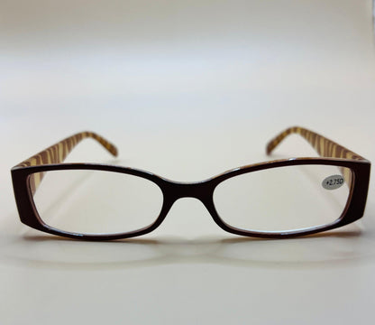 Caramel Half Frame Women’s Rectangular Lightweight Reading Glasses.  Mag +1.75 & 2.75