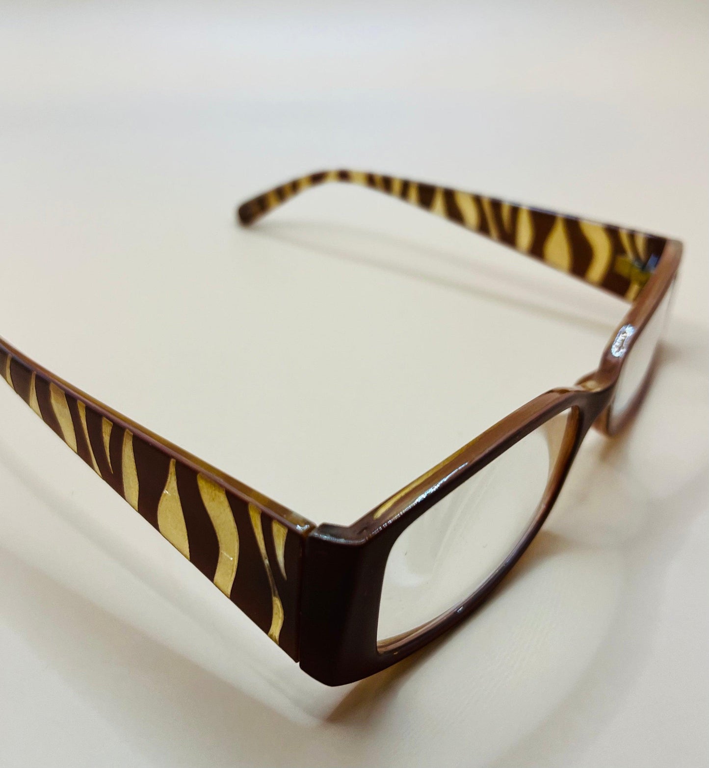 Caramel Half Frame Women’s Rectangular Lightweight Reading Glasses.  Mag +1.75 & 2.75