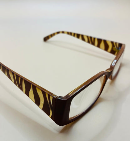 Caramel Half Frame Women’s Rectangular Lightweight Reading Glasses.  Mag +1.75 & 2.75