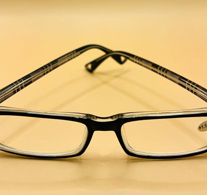 Pablo Zanetti Geometric Narrow Reading Glasses | Rectangular Frames | Solid Frame Front |  Colorful Plaid Arms