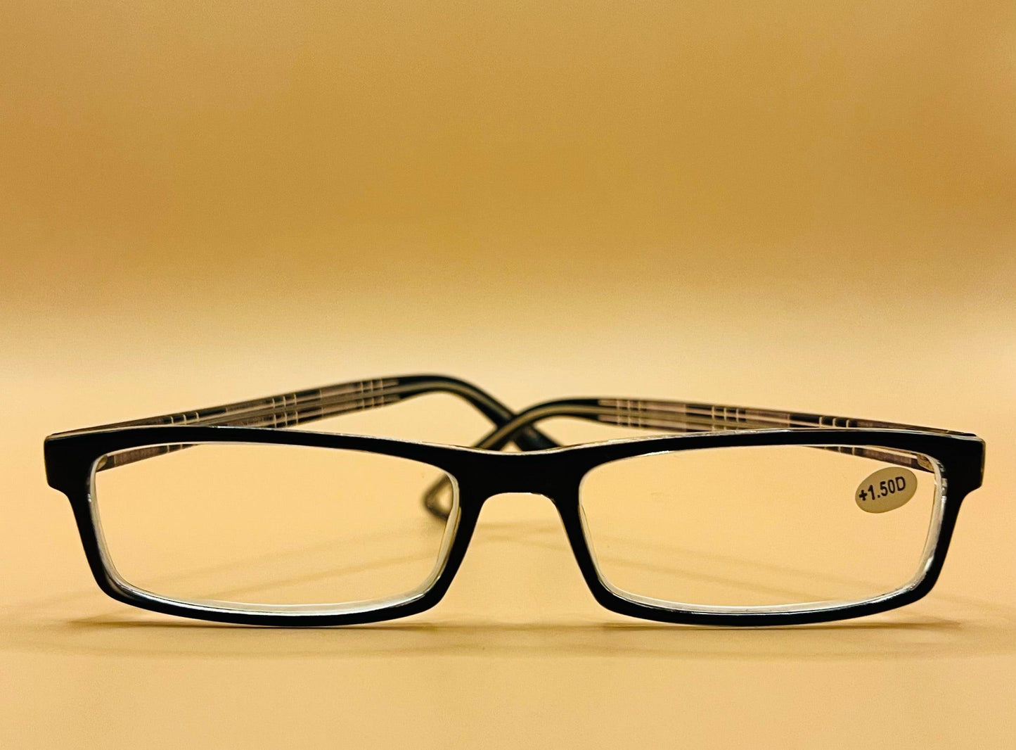 Pablo Zanetti Geometric Narrow Reading Glasses | Rectangular Frames | Solid Frame Front |  Colorful Plaid Arms