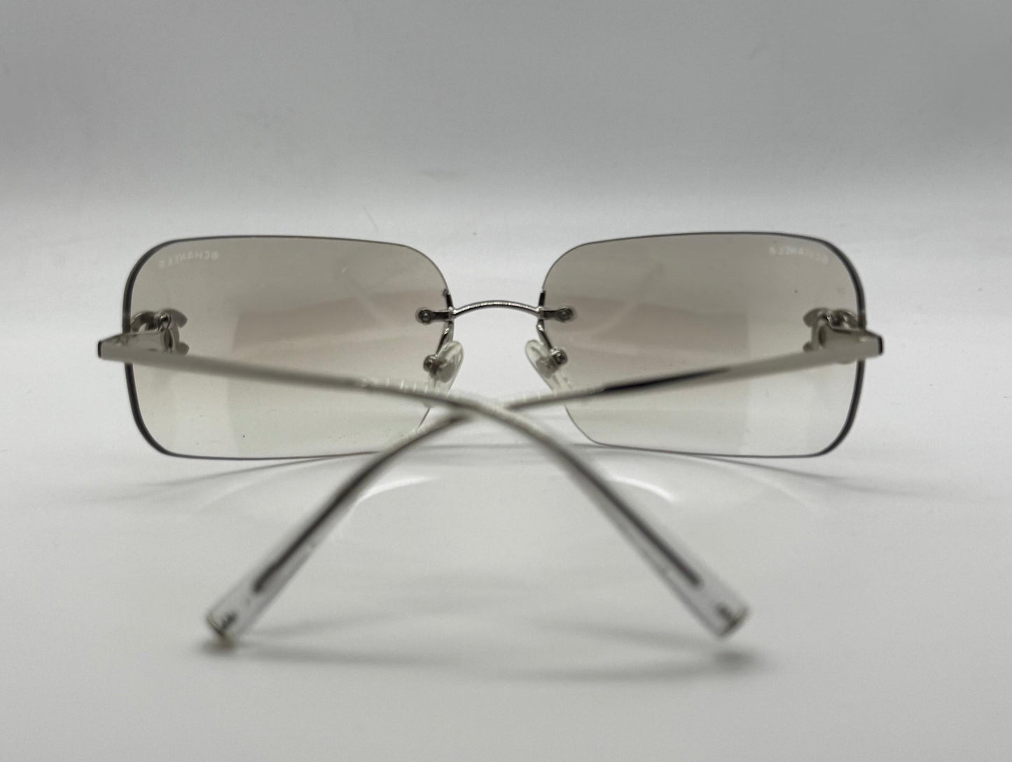 Chanel 4017-D Silver Rimless Sunglasses Swarovski Cc Logo Deadstock