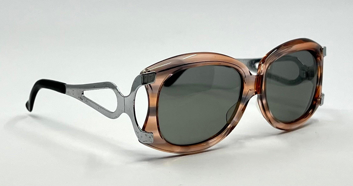 Vintage 1970s Brown Acetate & Steel Sunglasses – Polarized – 47-20-145