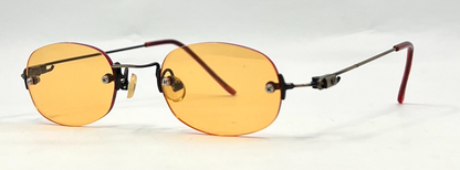 Masters Rimless Sunglasses–Solid Orange/Amber Tint–Los Angeles–Deadstock