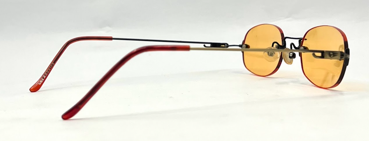 Masters Rimless Sunglasses–Solid Orange/Amber Tint–Los Angeles–Deadstock
