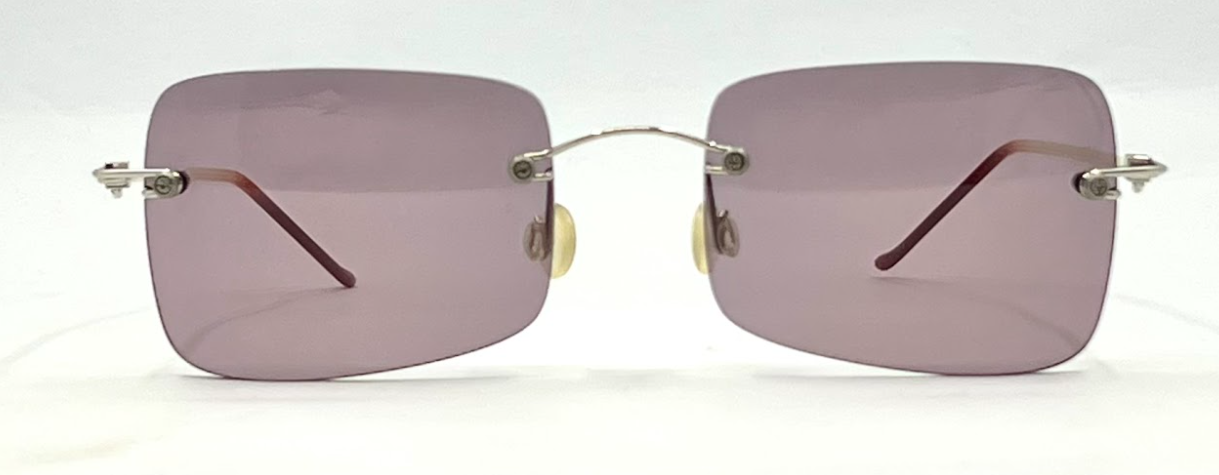 DESIGN HACKER Rimless Sunglasses–Solid Soft Pink/Lavender Lenses–Unworn