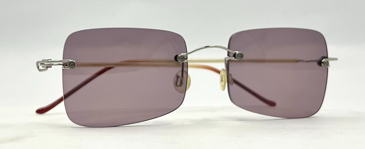 DESIGN HACKER Rimless Sunglasses–Solid Soft Pink/Lavender Lenses–Unworn