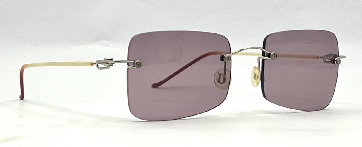 DESIGN HACKER Rimless Sunglasses–Solid Soft Pink/Lavender Lenses–Unworn