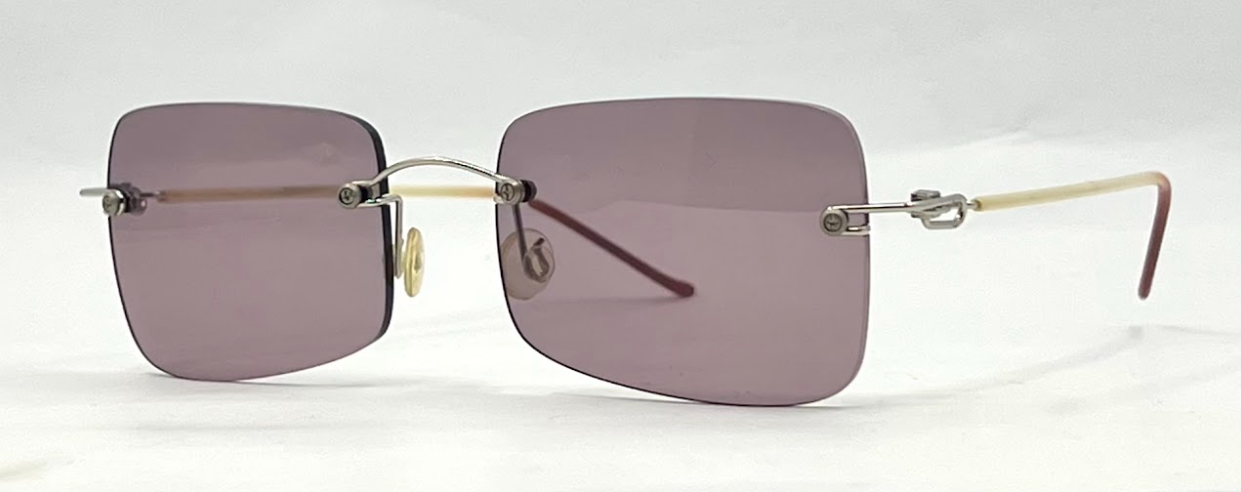 DESIGN HACKER Rimless Sunglasses–Solid Soft Pink/Lavender Lenses–Unworn
