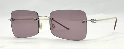 DESIGN HACKER Rimless Sunglasses–Solid Soft Pink/Lavender Lenses–Unworn