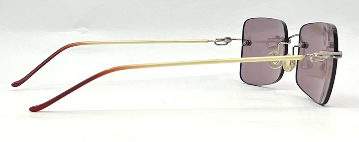 DESIGN HACKER Rimless Sunglasses–Solid Soft Pink/Lavender Lenses–Unworn