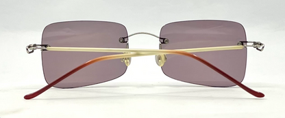 DESIGN HACKER Rimless Sunglasses–Solid Soft Pink/Lavender Lenses–Unworn