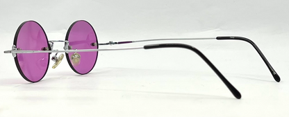 TAKE MI-7806 Rimless Sunglasses–Silver Frame–Solid Purple Lenses–Made in Japan–Unworn