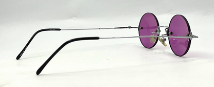 TAKE MI-7806 Rimless Sunglasses–Silver Frame–Solid Purple Lenses–Made in Japan–Unworn