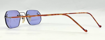 Vintage Rimless Sunglasses–Silver Frame–Solid Lavender Lenses–Made in Japan–Unworn