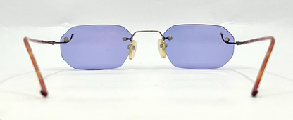 Vintage Rimless Sunglasses–Silver Frame–Solid Lavender Lenses–Made in Japan–Unworn