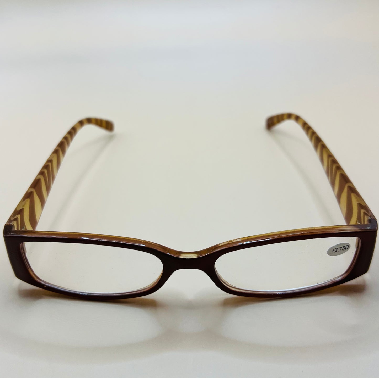 Caramel Half Frame Women’s Rectangular Lightweight Reading Glasses.  Mag +1.75 & +2.75