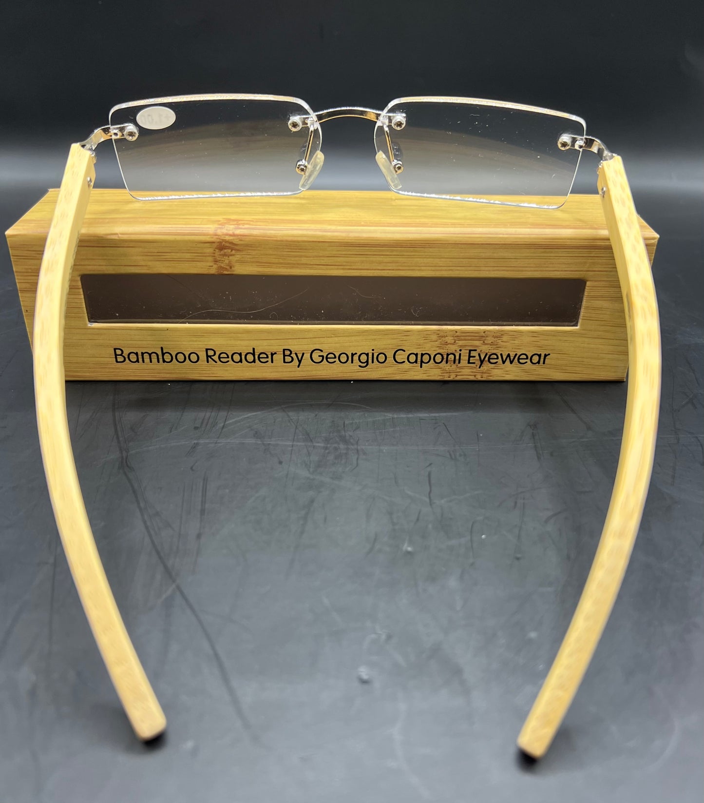 GEORGIO CAPONI GENUINE BAMBOO WOOD UNISEX RIMLESS READERS W/  MAGNIFICATION BRAND NEW