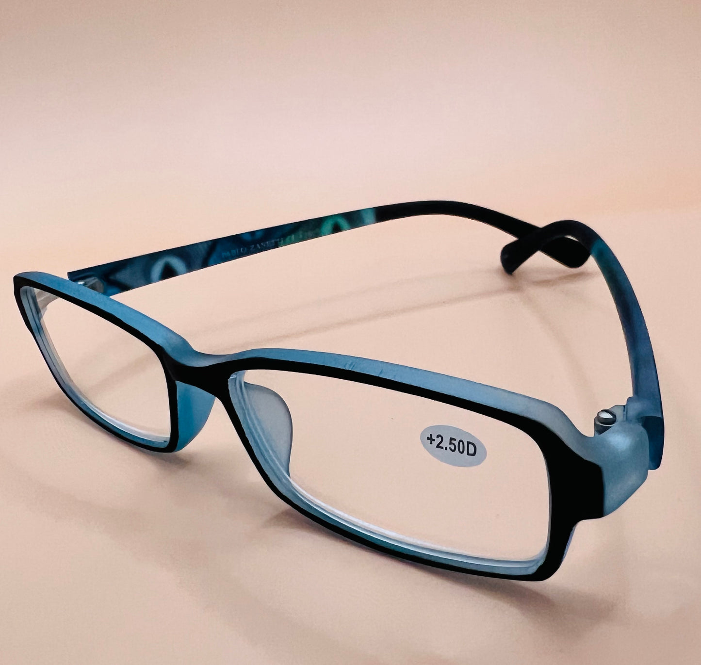 Pablo Zanetti Narrow Rectangular Stylish Frame Designer Fashion Reading Glasses-Matte plastic frame in a Variety of colors and magnification.