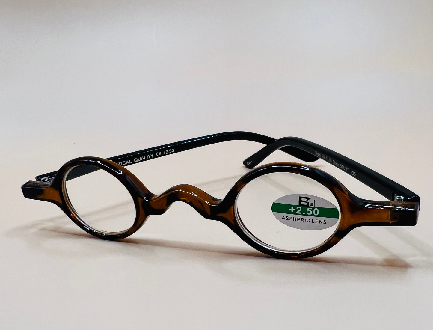 SMALL ROUND READERS.  BRAND NEW AND COME IN VARIOUS TORTOISE SHELL COLORS AND MAGNIFICATIONS