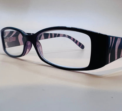 Black & Purple Half Frame Women’s Rectangular Lightweight Reading Glasses.  Mag +1.0 - +2.50