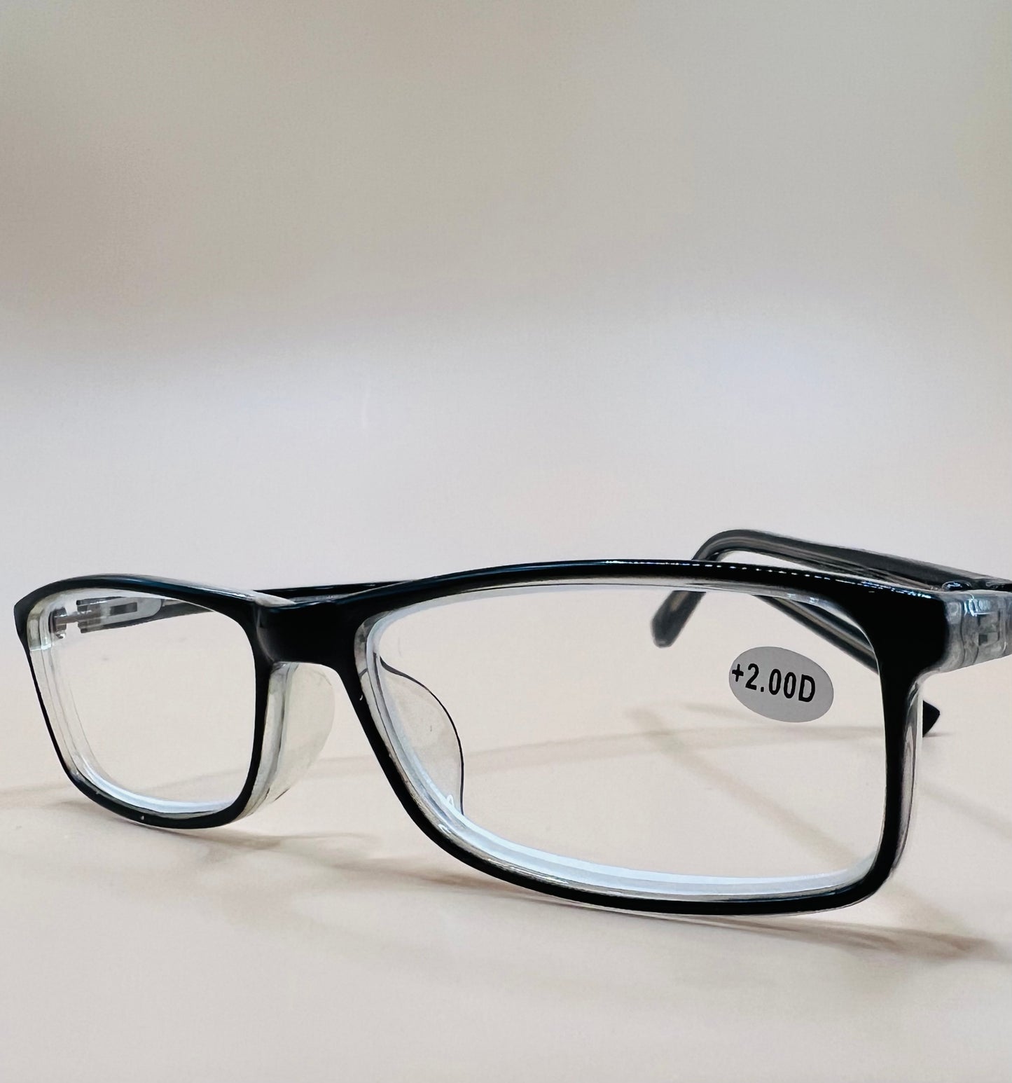 Pablo Zanetti Geometric Narrow Reader Black and Clear Frames.  various magnifications