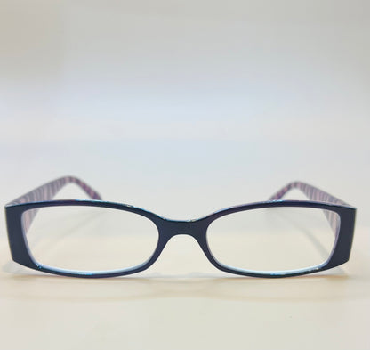 Black & Purple Half Frame Women’s Rectangular Lightweight Reading Glasses.  Mag +1.0 - +2.50