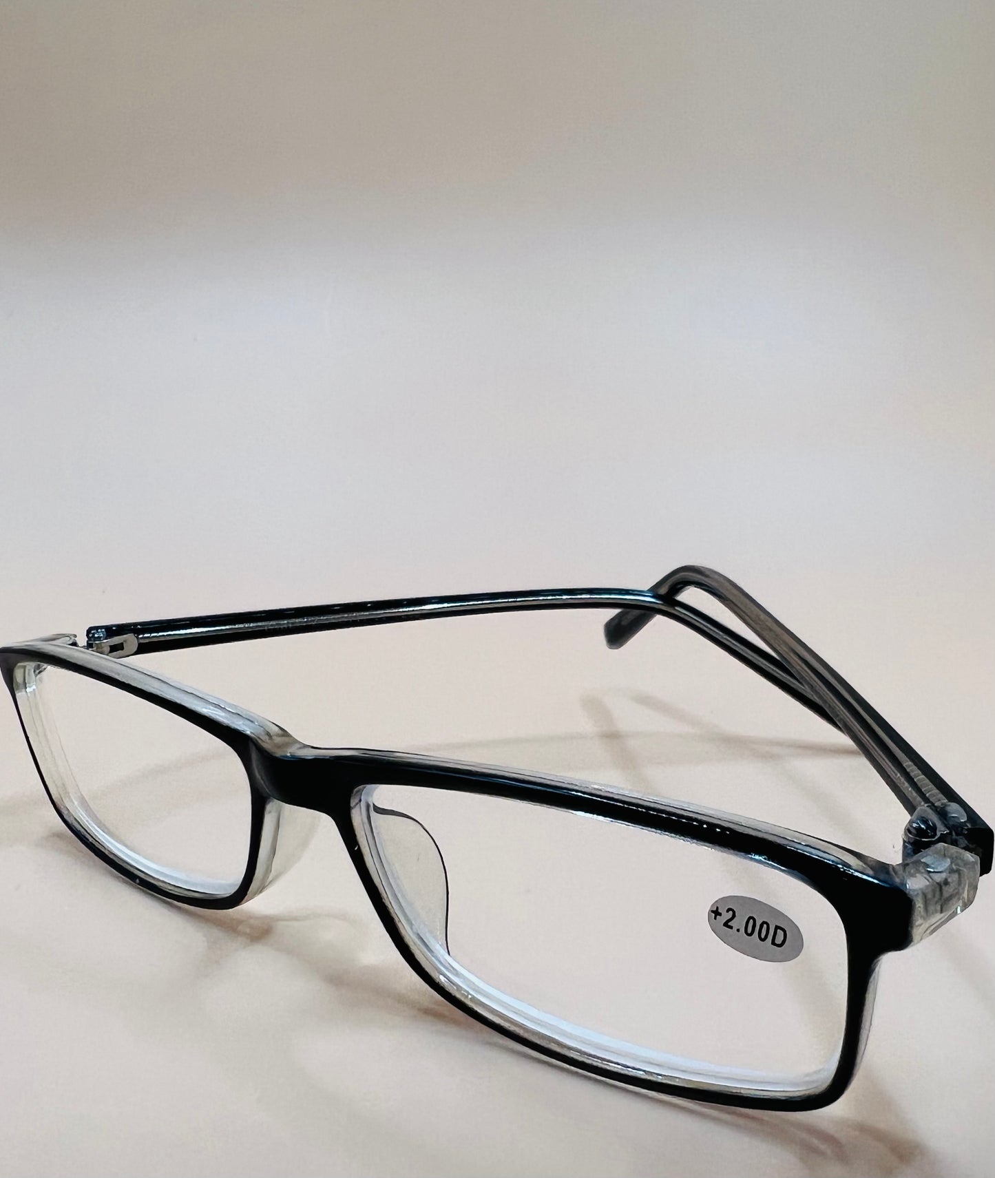 Pablo Zanetti Geometric Narrow Reader Black and Clear Frames.  various magnifications