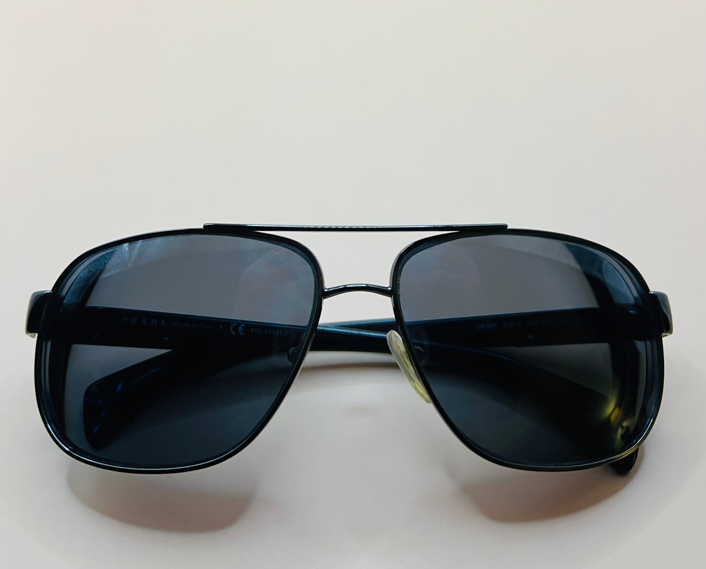 Prada Sunglasses- SPR52P 52 5AV-3P Matte BLACK- Gun Metal Logo-100% Authentic.