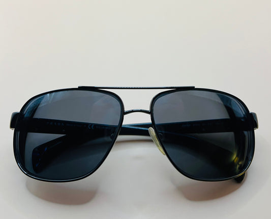 Prada Sunglasses- SPR52P 52 5AV-3P Matte BLACK- Gun Metal Logo-100% Authentic.