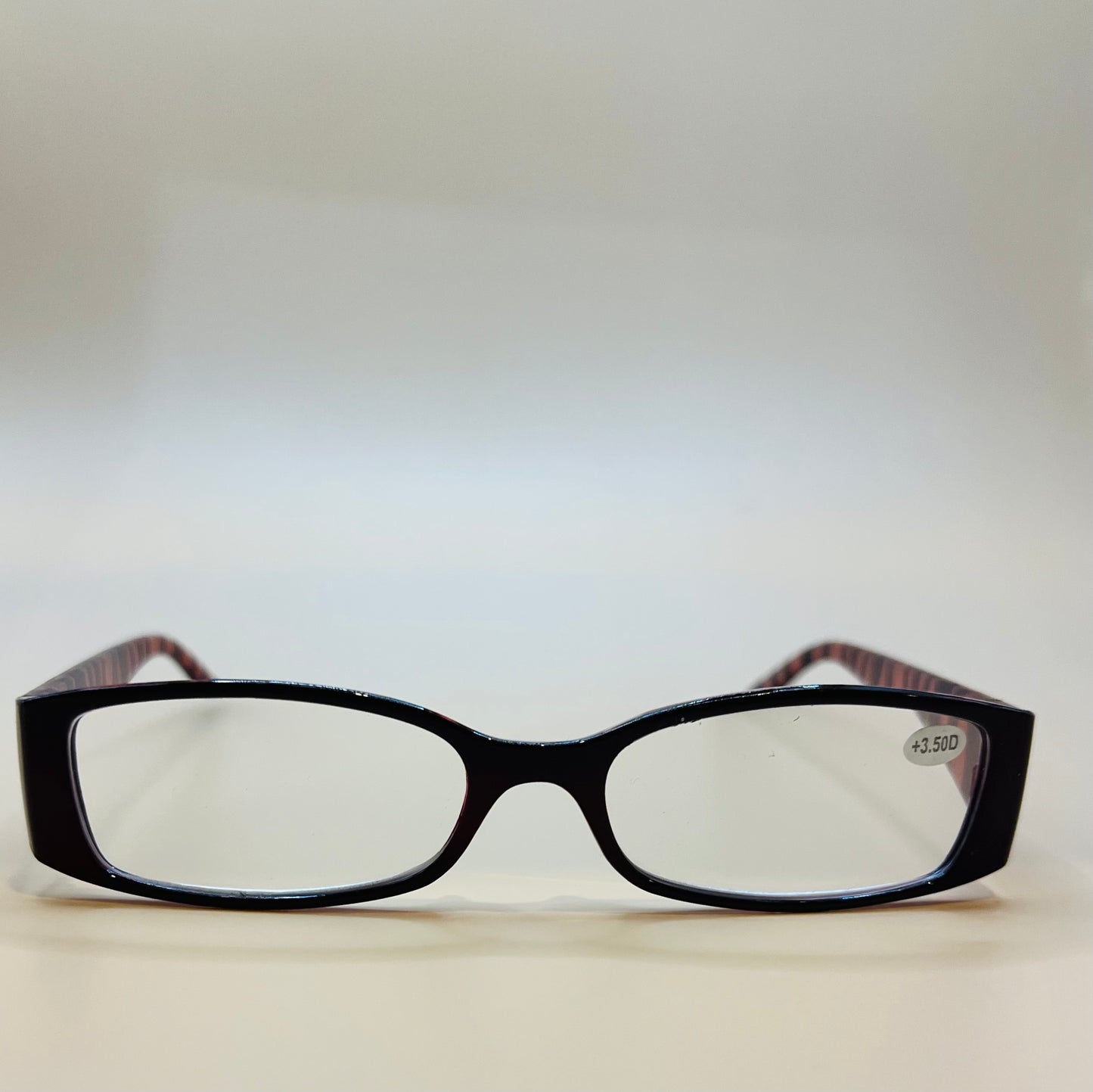 Half Frame Women’s Rectangular Lightweight Reading Glasses.  RED & BLACK  Mag +1.0 - +2.50