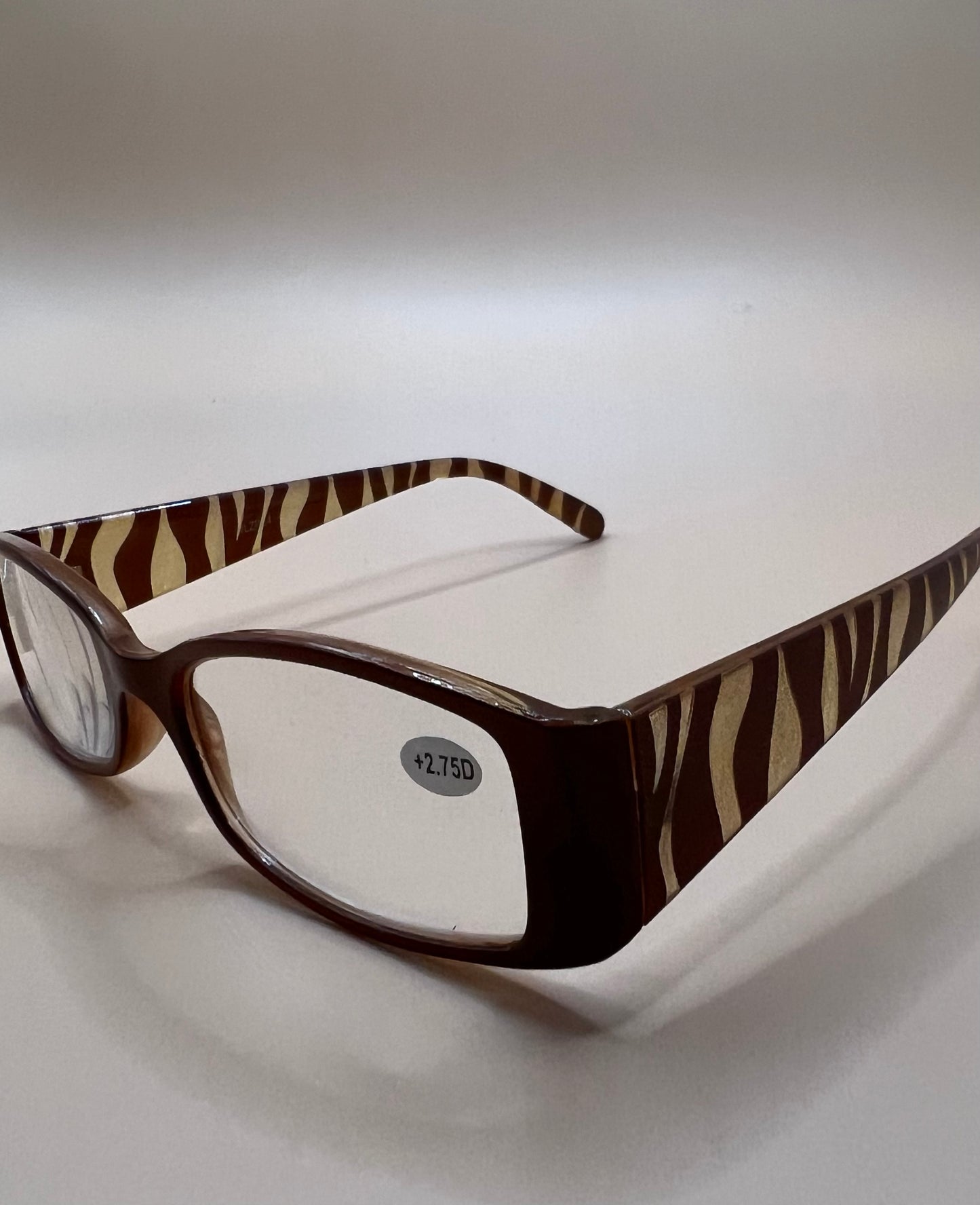 Caramel Half Frame Women’s Rectangular Lightweight Reading Glasses.  Mag +1.75 & +2.75