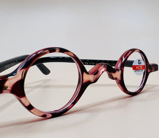 SMALL ROUND READERS.  BRAND NEW AND COME IN VARIOUS TORTOISE SHELL COLORS AND MAGNIFICATIONS