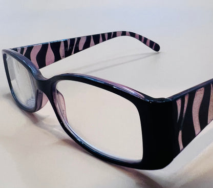 Black & Purple Half Frame Women’s Rectangular Lightweight Reading Glasses.  Mag +1.0 - +2.50